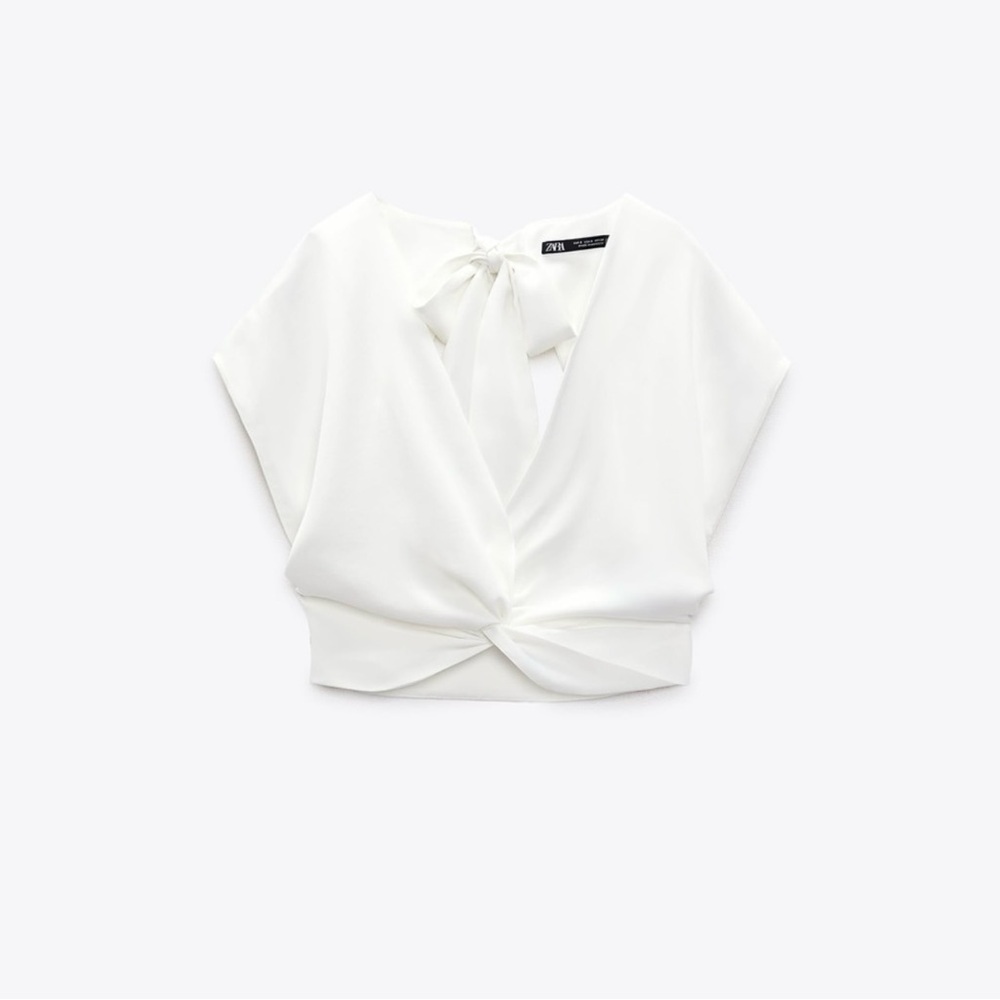 White Twist Front & Open Back Top
